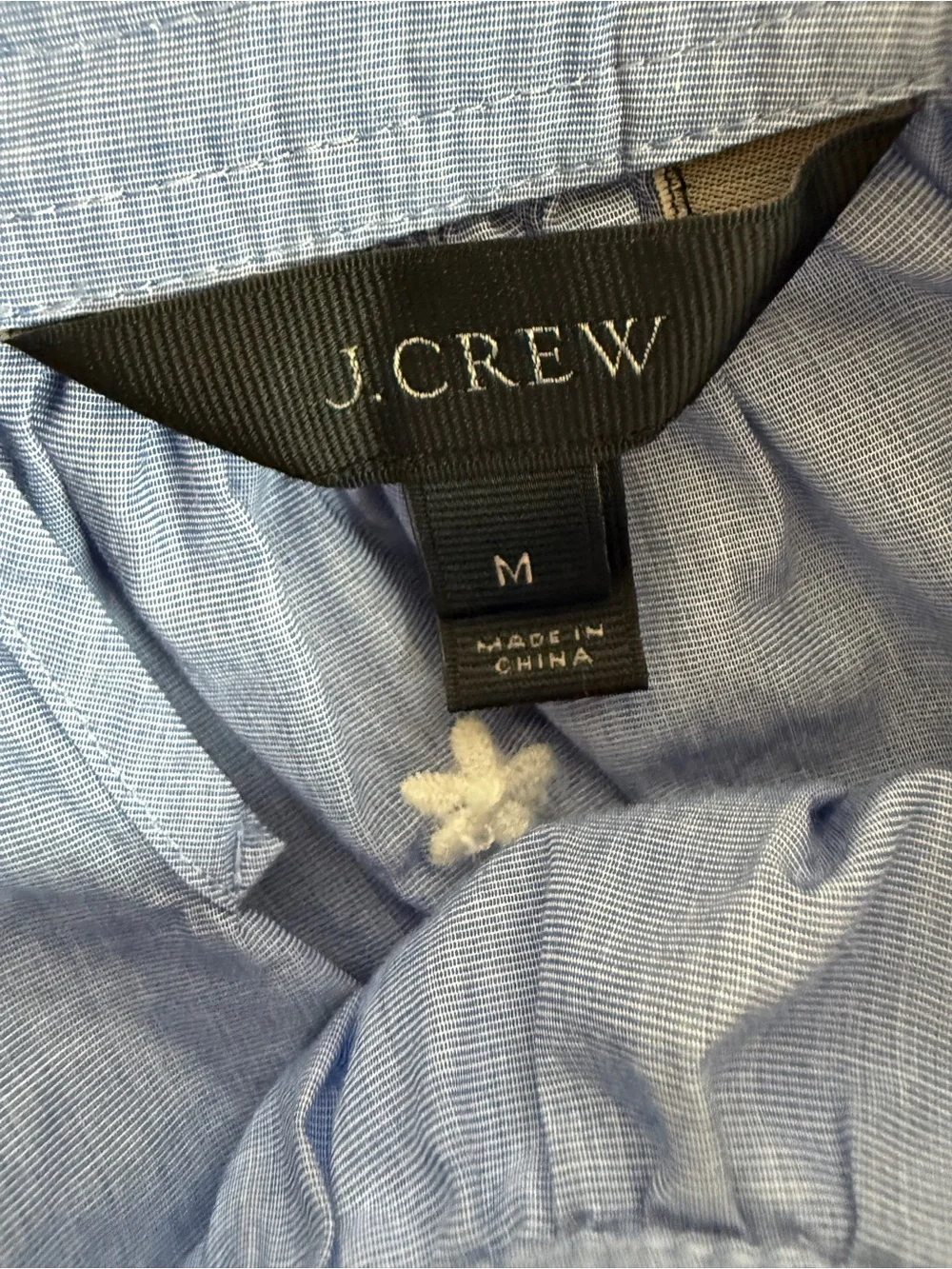 J.Crew Blue Chambray Embroidered Floral Blouse M